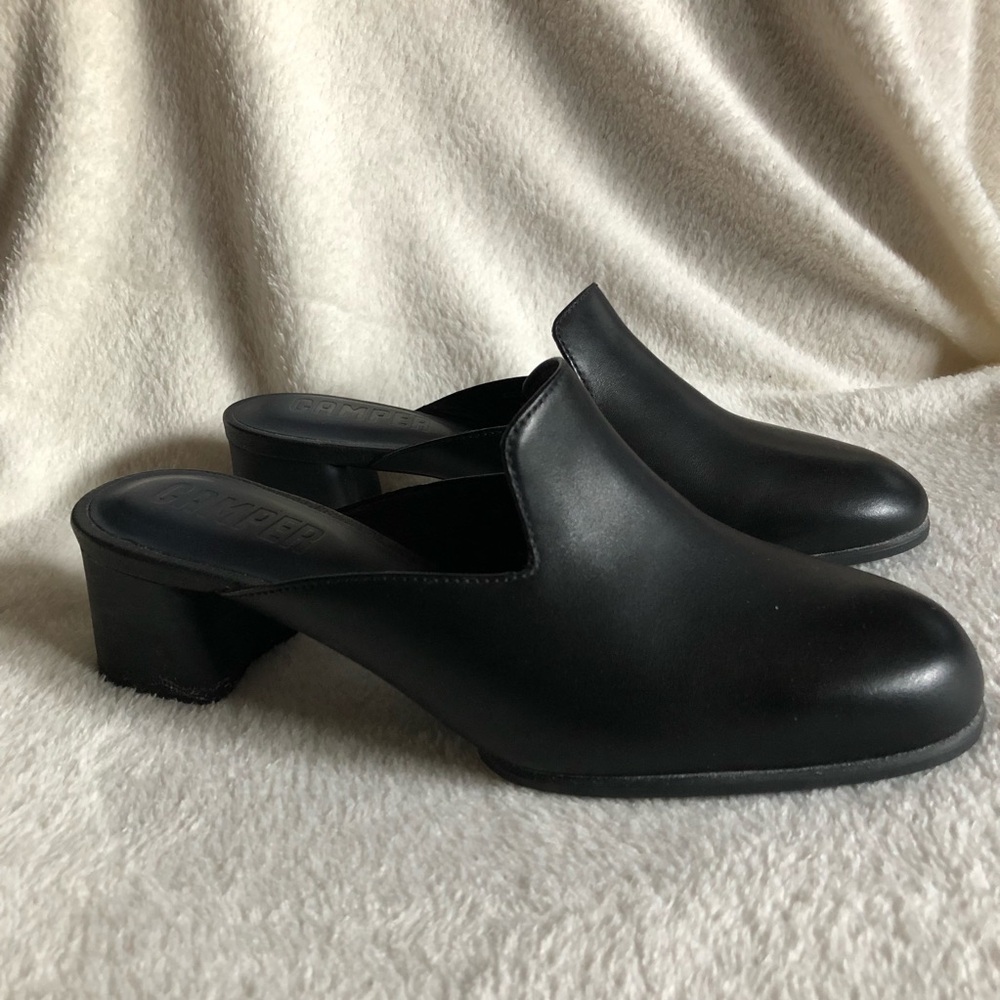 Camper Katie black slip on slide on mule shoes